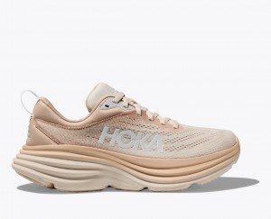 Beige / White Women's HOKA Bondi 8 Running Shoes | 1302768-PF