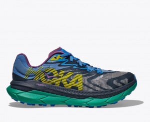 Black / Grey / Blue Men's HOKA Tecton X 2 Trail Running Shoes | 0459236-VZ