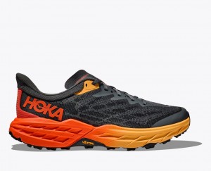 Black / Orange / Red Men's HOKA Speedgoat 5 Trail Running Shoes | 7240589-BZ