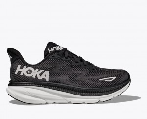 Black / White Men's HOKA Clifton 9 Running Shoes | 4583120-GI