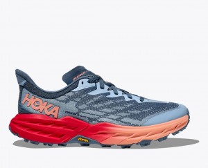 Blue Grey / Red Women's HOKA Speedgoat 5 Trail Running Shoes | 1602483-CU