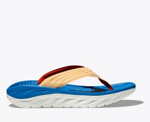 Blue / Beige Men's HOKA ORA Recovery Flip Flops | 5970481-SD