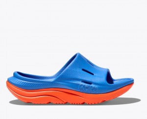 Blue / Orange Kids' HOKA Ora Recovery 3 Slides | 3812479-PV