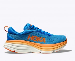 Blue / Orange Men's HOKA Bondi 8 Running Shoes | 9605427-RK