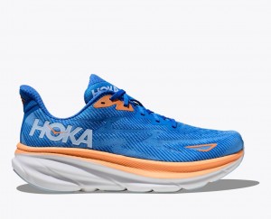 Blue / Orange Men's HOKA Clifton 9 Running Shoes | 8130742-ZH