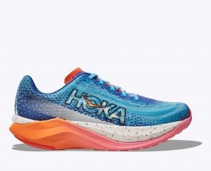 Blue / White / Coral Men's HOKA IRONMAN Mach X Running Shoes | 6853472-RE