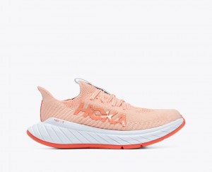 Coral / Light Blue Women's HOKA Carbon X 3 Running Shoes | 5469871-QK