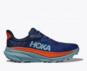 Dark Blue / Orange Men's HOKA Challenger 7 Trail Running Shoes | 2134768-HQ