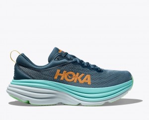 Dark Blue / Turquoise Men's HOKA Bondi 8 Running Shoes | 2705948-MT