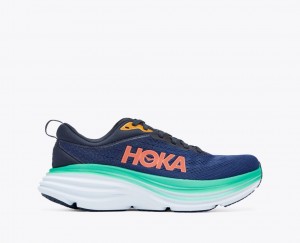 Dark Blue / Turquoise Women's HOKA Bondi 8 Running Shoes | 0378654-IF