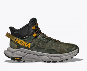 Dark Green Men's HOKA Trail Code GTX Hiking Boots | 4015689-FW