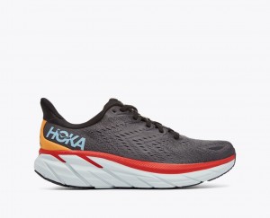 Dark Grey / Red Men's HOKA Clifton 8 Running Shoes | 0948316-KT