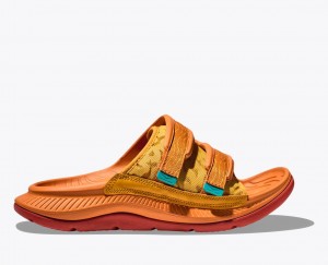 Dark Orange Men's HOKA Ora Luxe Slide | 3416025-XV