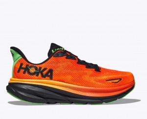 Dark Orange / Black Men's HOKA Clifton 9 Running Shoes | 0572168-AZ