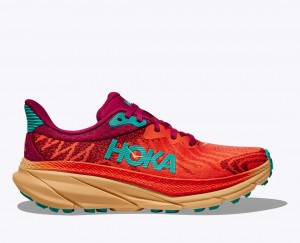 Dark Orange / Red Men's HOKA Challenger 7 Trail Running Shoes | 1435920-IE