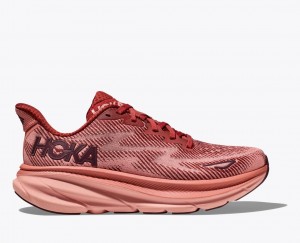 Dark Red / Coral Men's HOKA Clifton 9 Running Shoes | 7642180-LT