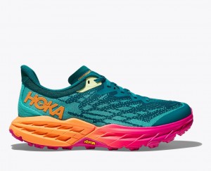 Dark Turquoise / Pink / Orange Men's HOKA Speedgoat 5 Trail Running Shoes | 8167930-OJ