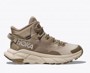 Khaki / Beige Men's HOKA Trail Code GTX Hiking Boots | 1825490-PO