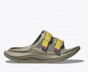 Khaki / Yellow Men's HOKA Ora Luxe Slide | 3704568-WC