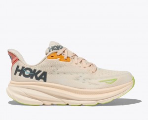 Light Beige / Multicolor Women's HOKA Clifton 9 Running Shoes | 6089732-FX