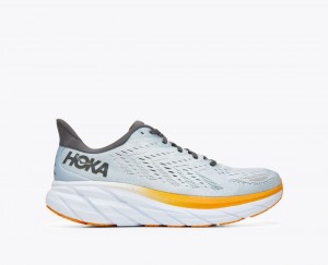 Light Blue / Orange Men's HOKA Clifton 8 Running Shoes | 7235160-WI