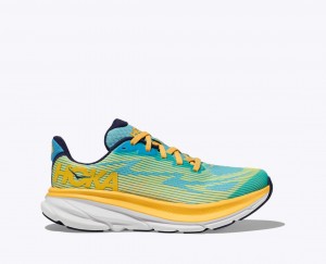 Light Green / Orange Kids' HOKA Clifton 9 Running Shoes | 1043529-NR