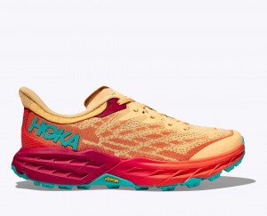 Light Orange / Red Men's HOKA Speedgoat 5 Trail Running Shoes | 9387016-QE