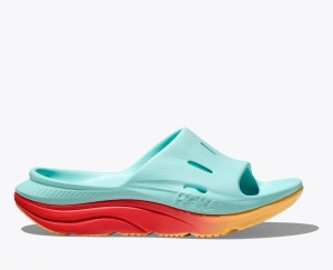 Light Turquoise / Orange Women's HOKA Ora Recovery 3 Slide | 8724906-KS