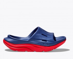 Navy / Red Women's HOKA Ora Recovery 3 Slide | 8531497-TZ