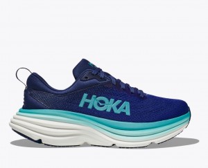 Navy / Turquoise Women's HOKA Bondi 8 Running Shoes | 6327984-YK