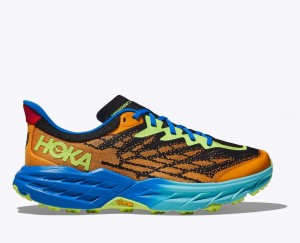 Orange / Black / Blue Men's HOKA Speedgoat 5 Trail Running Shoes | 4316098-IT