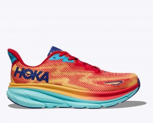 Orange / Red / Blue Women's HOKA Clifton 9 Running Shoes | 4256019-JO