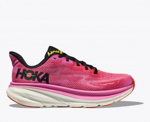 Pink / Black Women's HOKA Clifton 9 Running Shoes | 3196548-QI