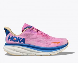 Pink / Blue Women's HOKA Clifton 9 Running Shoes | 6701953-VF