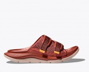 Red Brown Men's HOKA Ora Luxe Slide | 5240679-NK