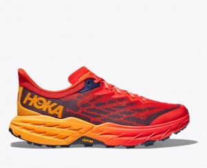 Red / Dark Brown Men's HOKA Speedgoat 5 Trail Running Shoes | 3497608-DY