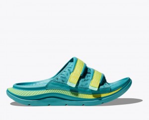 Turquoise Men's HOKA Ora Luxe Slide | 4610528-DA