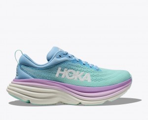 Turquoise / Blue / Purple Women's HOKA Bondi 8 Running Shoes | 6478512-LQ