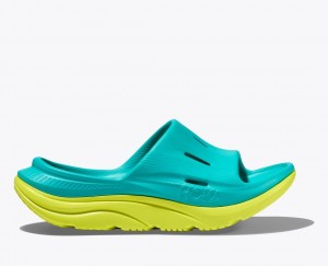 Turquoise / Green Kids' HOKA Ora Recovery 3 Slides | 0362749-KZ