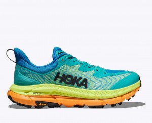 Turquoise / Green / Orange Men's HOKA Mafate Speed 4 Trail Running Shoes | 6834527-AH