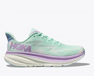 Turquoise / Purple Women's HOKA Clifton 9 Running Shoes | 0284956-PI