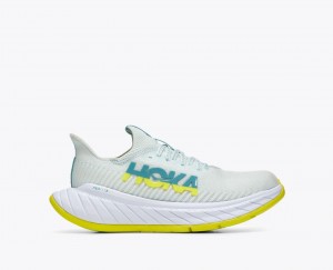 White / Green Women's HOKA Carbon X 3 Running Shoes | 2046593-TY