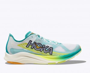 White / Turquoise Men's HOKA Cielo Road Running Shoes | 9281470-TQ