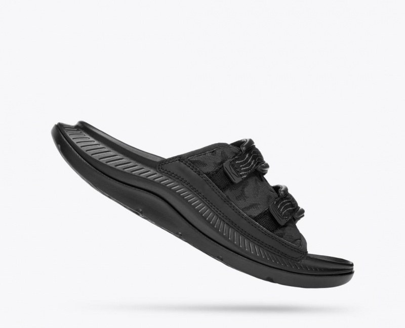 Black Men's HOKA Ora Luxe Slide | 8219075-OU