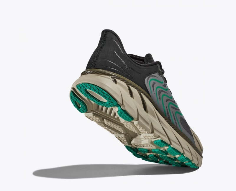 Black / Green Women's HOKA Stealth/Tech Clifton LS Sneakers | 4973120-WX