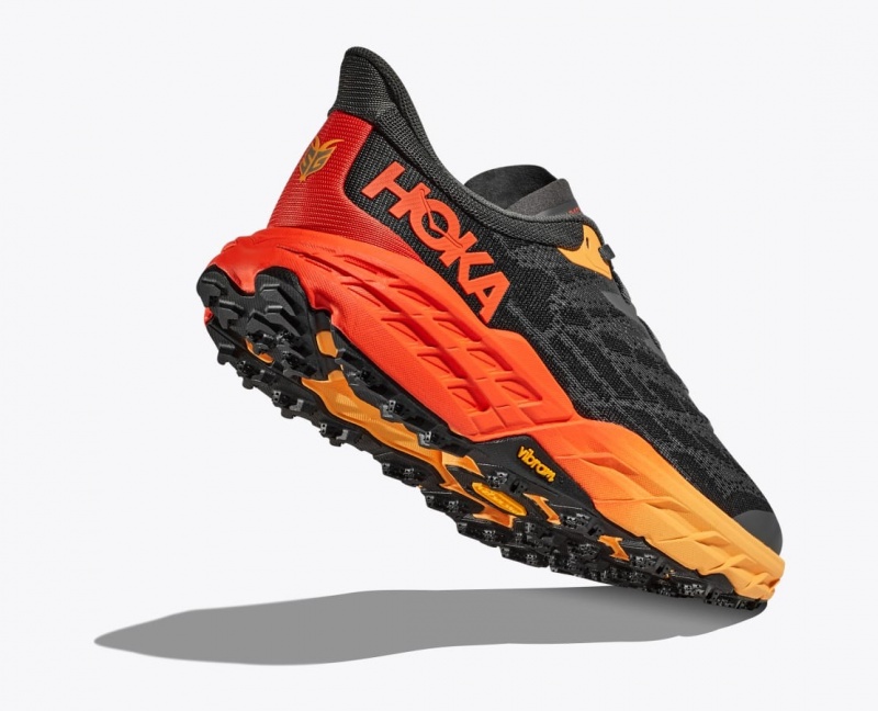 Black / Orange / Red Men's HOKA Speedgoat 5 Trail Running Shoes | 7240589-BZ