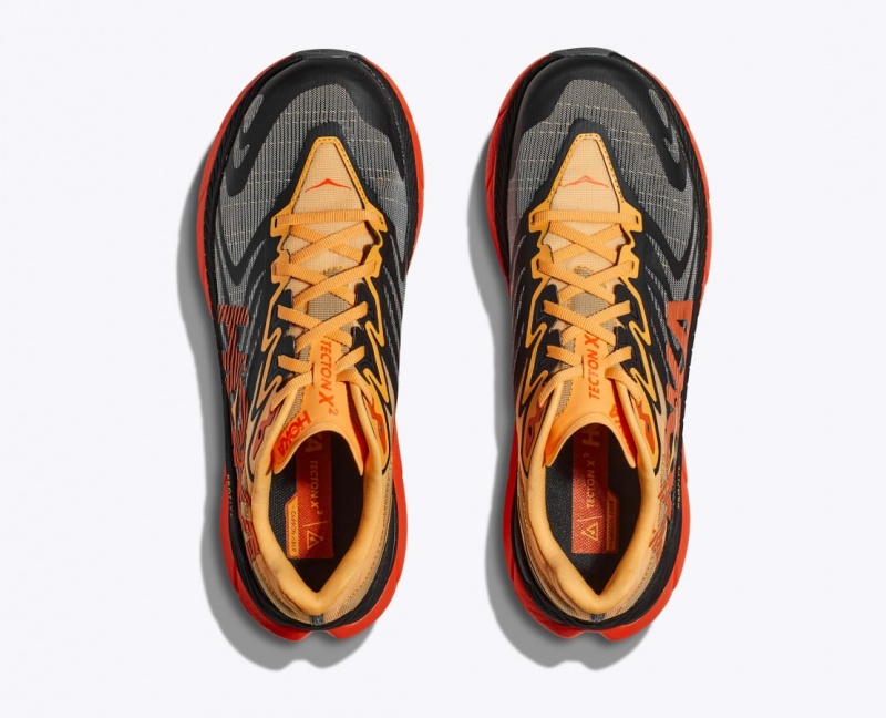 Black / Orange / Red Men's HOKA Tecton X 2 Trail Running Shoes | 1275486-QU