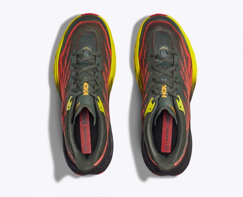 Black / Red / Yellow Men's HOKA Speedgoat 5 Trail Running Shoes | 8142536-QZ