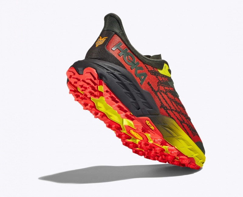 Black / Red / Yellow Men's HOKA Speedgoat 5 Trail Running Shoes | 8142536-QZ