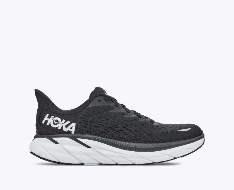 Black / White Men\'s HOKA Clifton 8 Running Shoes | 3164957-CT